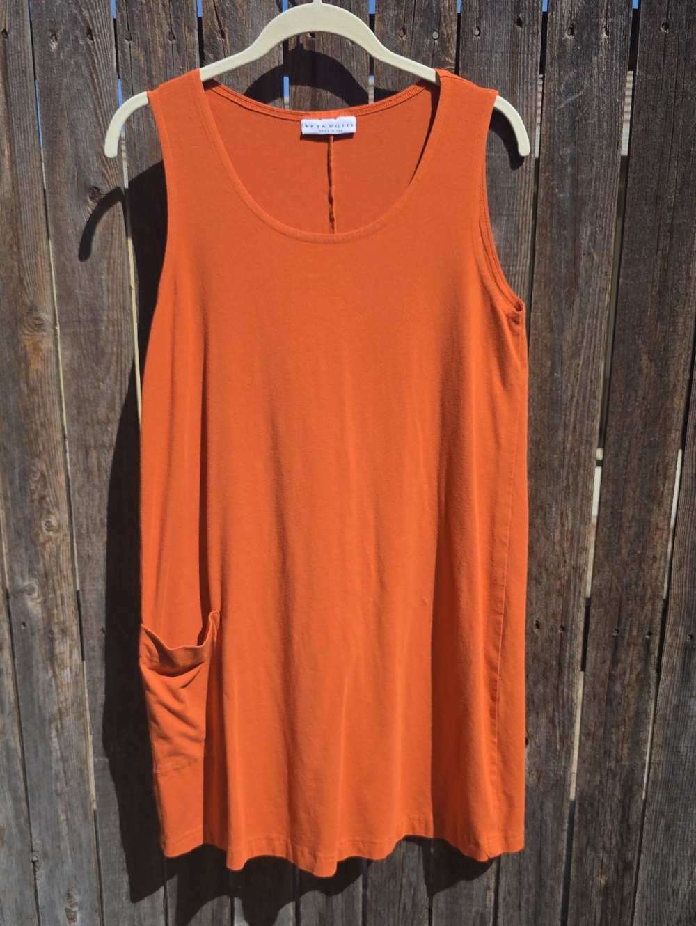 bryn Walker Sleeveless Rusty Orange Dress Pocket Made In USA